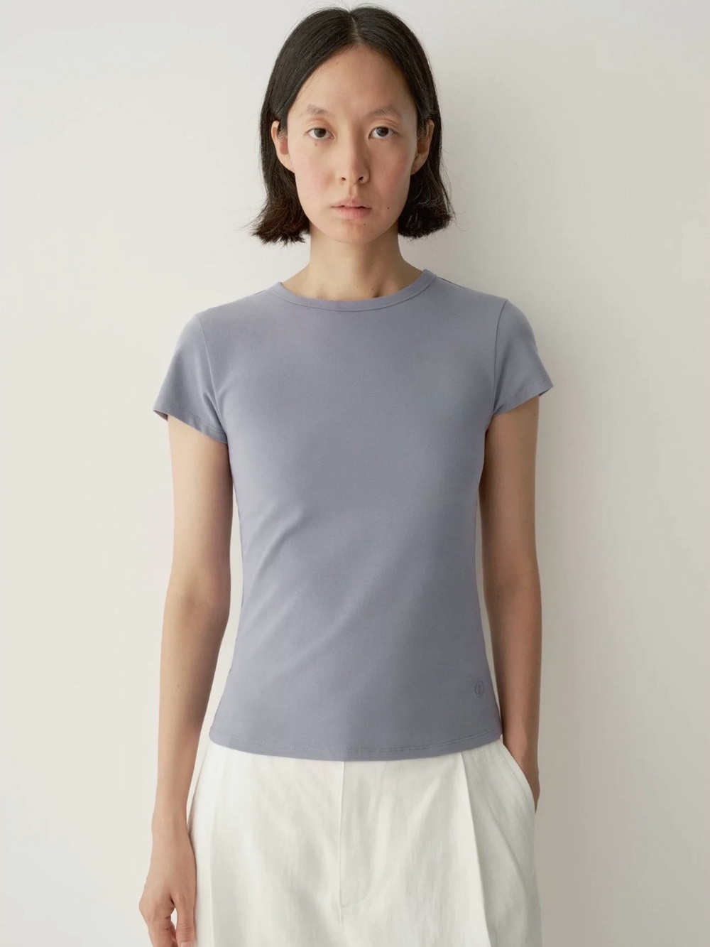 Women's Short Sleeve Crewneck Top in light blue